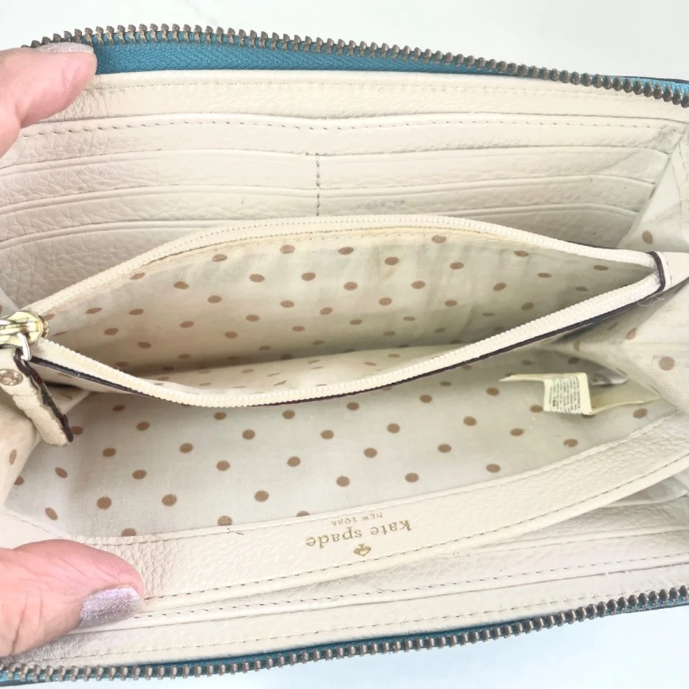 “kate spade” Turquoise Saffiano Leather “Lacey” Wallet, WLRU1689B - Picture 7 of 13